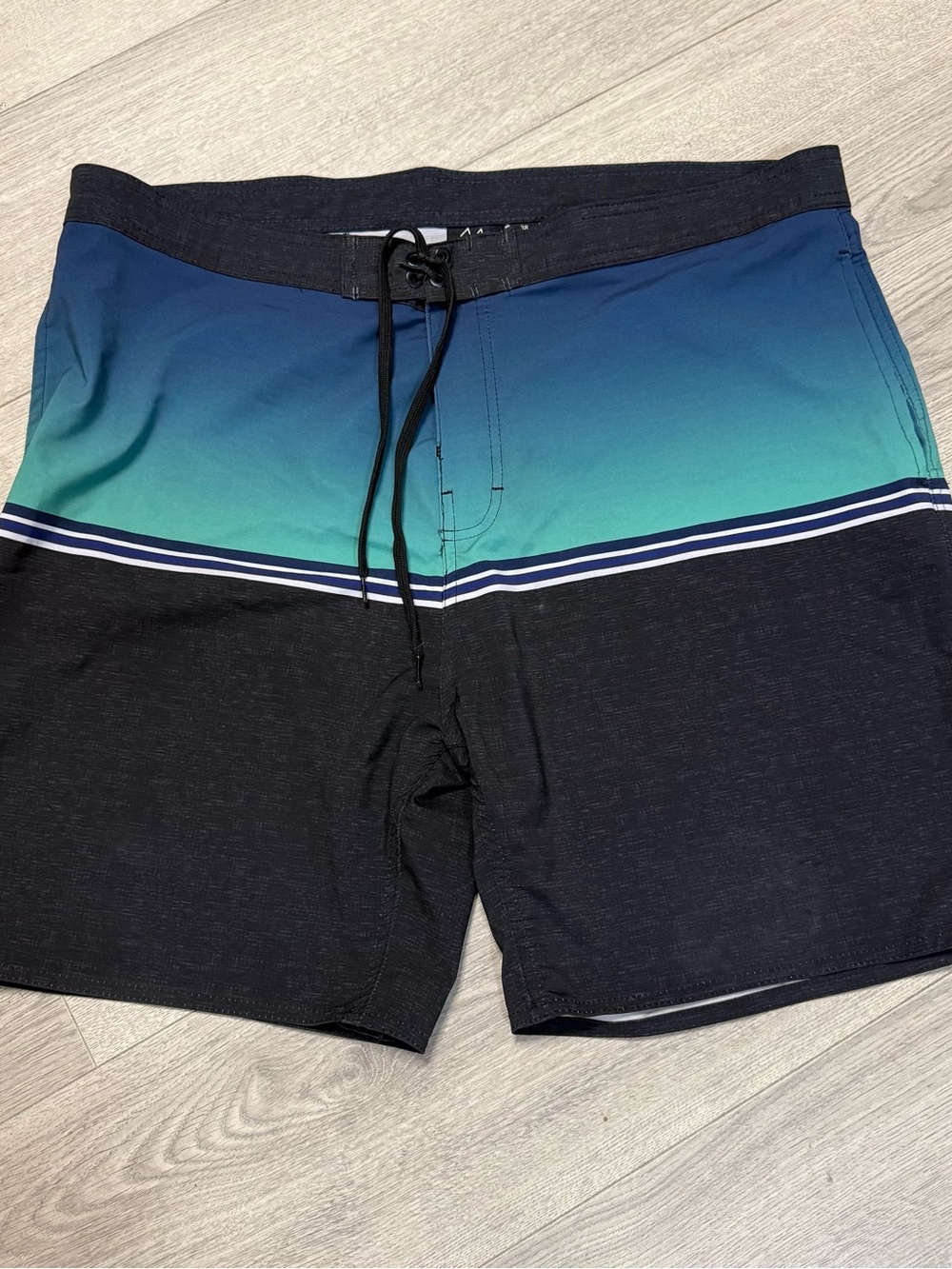 Board Shorts Burnside Ombre Blue-Green Swim Trunks with Drawstring Waist
